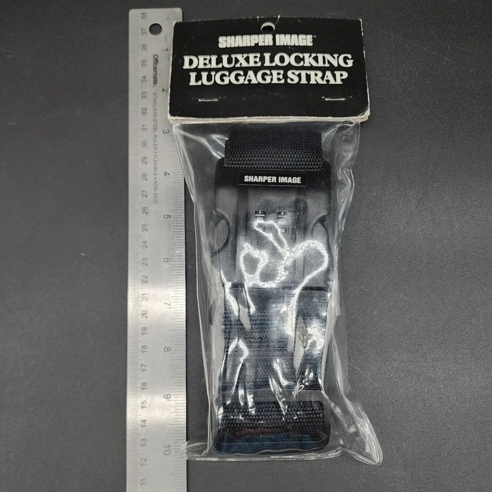 Sharper Image 8ft Black Deluxe Locking Luggage Strap Adjustable Suitcase